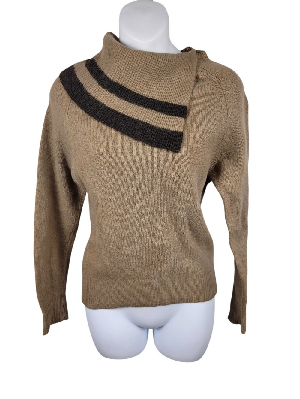 Y2K 50% Lambswool Brown & Black Sweater Top Blouse Size: Small